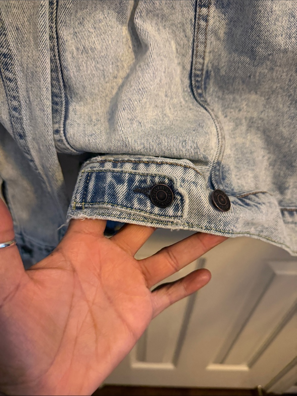 Levi's Light Wash Blue  Distressed Denim Jacket - Picture 9 of 13